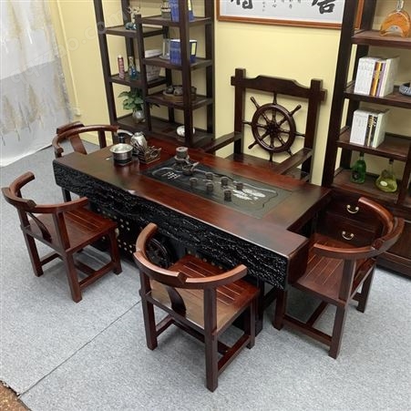老船木茶桌椅组合简约功夫泡茶台新中式茶几实木茶桌茶具套装一体