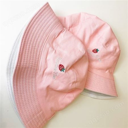 粉色小草莓渔夫帽 遮阳帽 日系遮脸韩版潮休闲帽 可定制