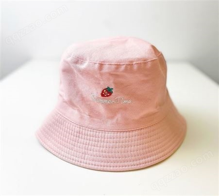 粉色小草莓渔夫帽 遮阳帽 日系遮脸韩版潮休闲帽 可定制