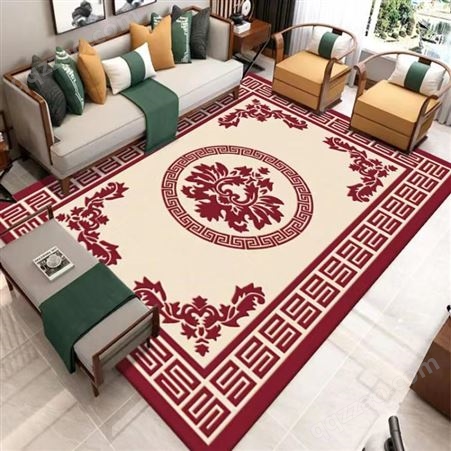 中式红色新西兰羊毛地毯喜庆轻奢婚庆卧室书房客厅手工地毯整铺